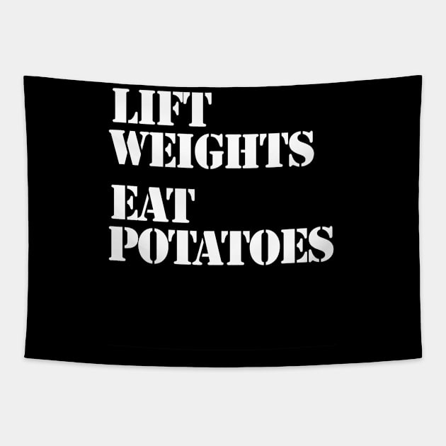 Lift Weights, Eat Potatoes Tapestry by Farm Road Mercantile 