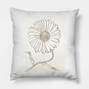 Metric Sunflower Botanical Sketch Pillow