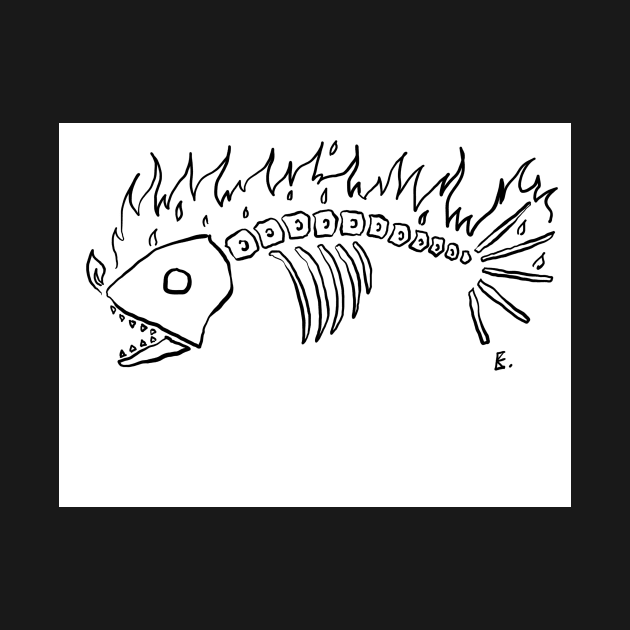 Flaming Fish Skeleton by EK Irony