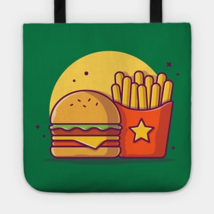 Burger With French Fries Cartoon Vector Icon Illustration (3) Tote