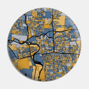 Columbus Map Pattern in Blue & Gold Pin