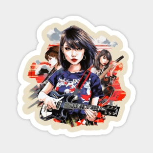 Japanese Girl Rocker Pop Punk Rocker Band Pop Art Magnet