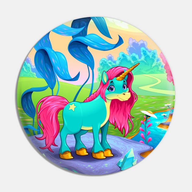 Happy unicorn in a landscape of dreams Pin by ddraw