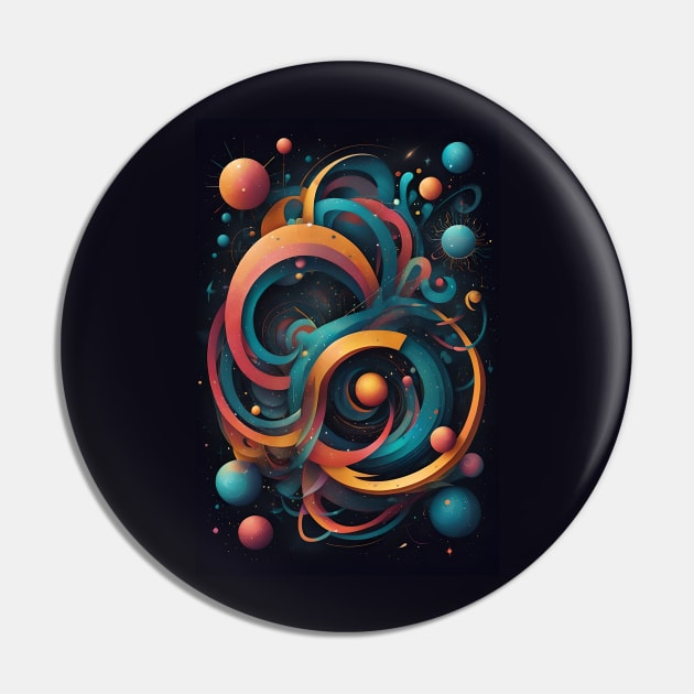 Kaleidoscopic Whimsy: Vibrant Shapes and Bubbles Pin by AlexBRD