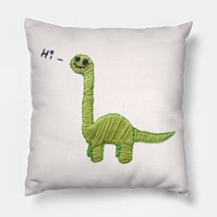 Derpy Dino Says Hi ( But It's Embroidery So It's Fancy) Pillow