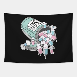 chill pills cute pills cartoon Tapestry