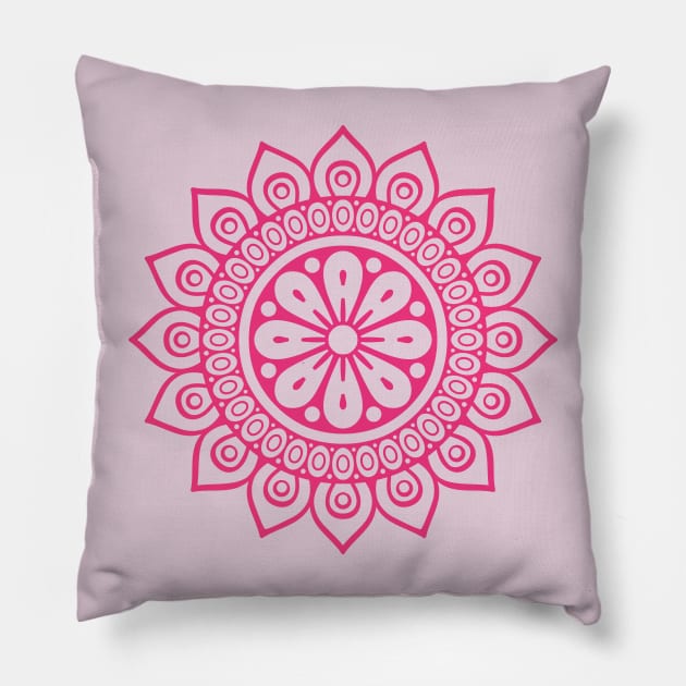 Bright Pink Abstract Geometric Flower Pillow by The Friendly Introverts