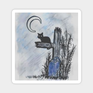 Cat in a Cemetery Magnet