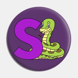 Letter S with Snake Pin