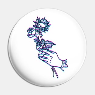 Trippy Hands Rose/Sunflower Pin