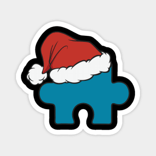 Autism Puzzle Piece Santa Hat Christmas Gift Magnet