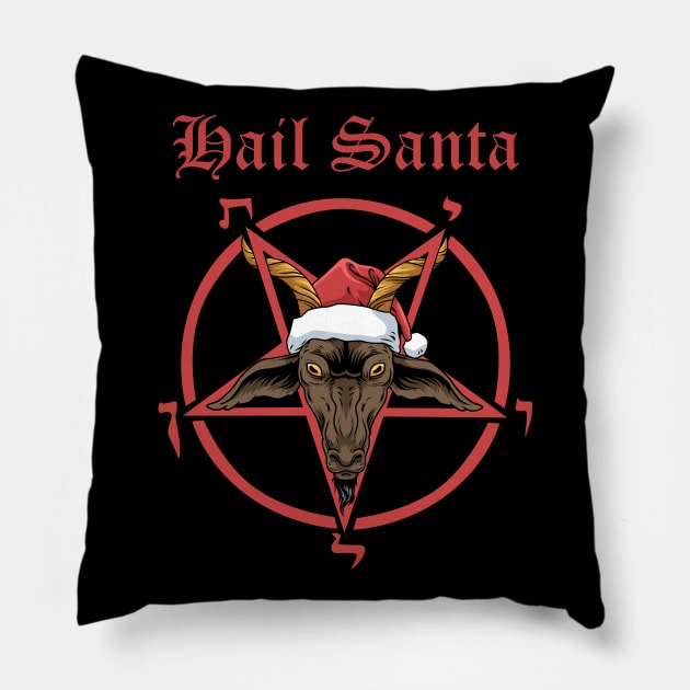 Christmas Hail Santa Satanism Goat Baphomet Atheist Satan Pillow by PomegranatePower