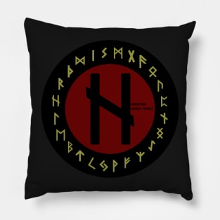 Red Hagalaz Futhark Rune Symbol Pillow