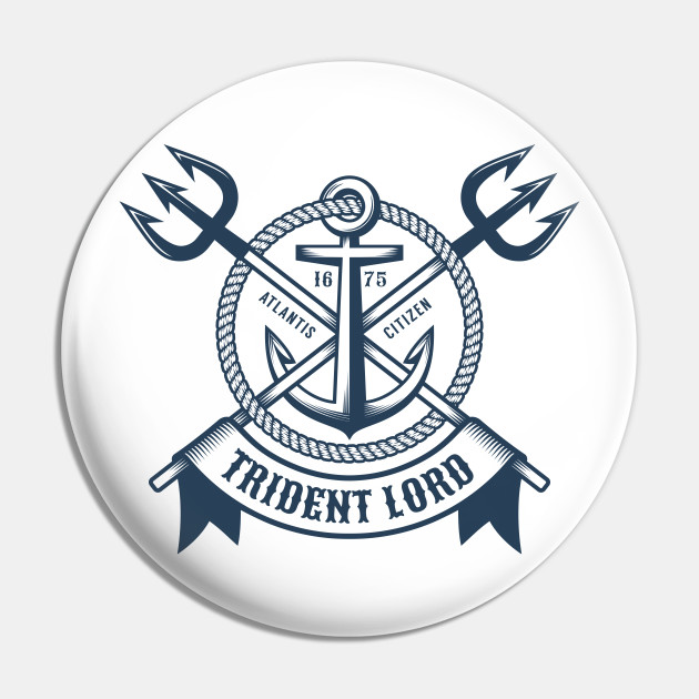 Vintage hipster navy tattoo print with tridents ribbon and anchor - Trident - Pin | TeePublic Vintage hipster navy tattoo print with tridents ribbon and anchor - Trident - Pin | TeePublic