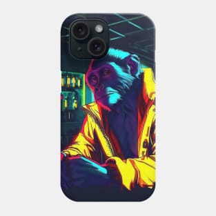 Retro chimpanzee drink in pub Phone Case