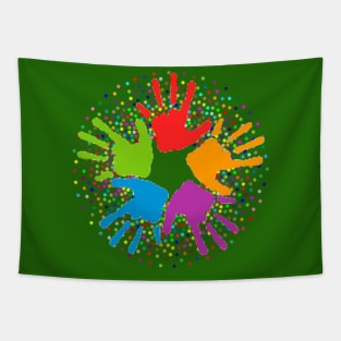 Unity Multi-Color Open Hands Tapestry