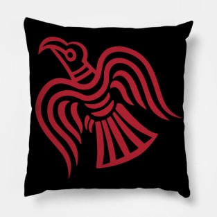 raven of odin red Pillow