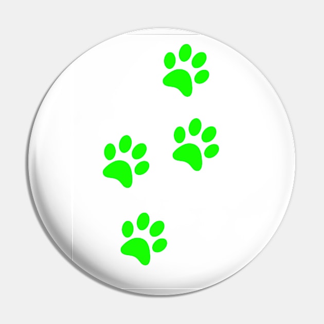 Light Green Pawprints on White Pin by Blue Butterfly Designs 