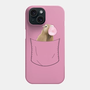 Peeking Pocket Pet - Capybara Blowing Bubblegum Phone Case