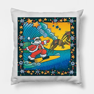 Surfing Santa Pillow