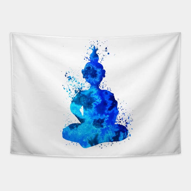 Blue Buddha Silhouette Tapestry by ZeichenbloQ