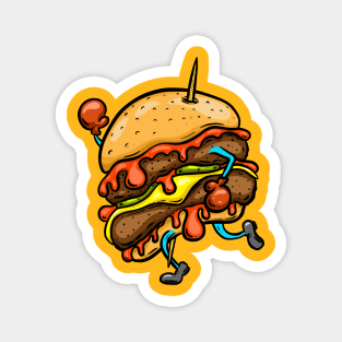 Fast Food Beef burger Hamburger Cheeseburger Cartoon Character Magnet