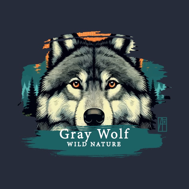 Gray Wolf - WILD NATURE - WOLF -5 by ArtProjectShop