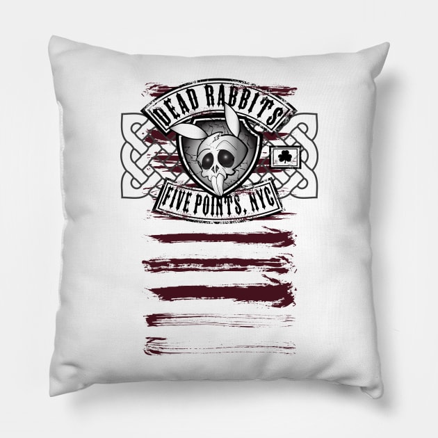 Dead Rabbits Vintage Biker Design Pillow by celtichammerclub