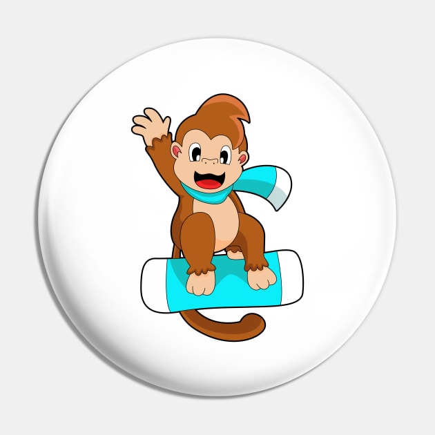 Monkey Snowboard Winter sports Pin by Markus Schnabel