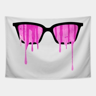 Pink Watercolor Nerd Glasses with Melting Ink Drops / Trippy Splatter Tapestry