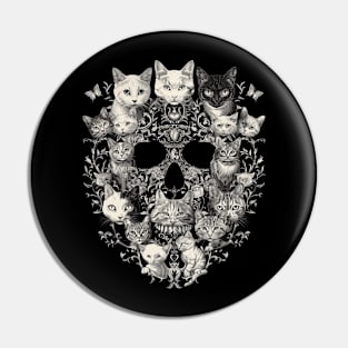 Cat Skull Art Pin