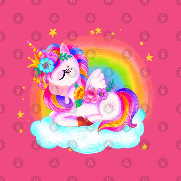 unicorn sleeping in rainbow cloud by M_Mary