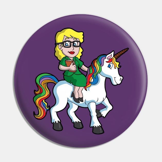 School Teacher Riding Unicorn Magical Back To School Pin by E