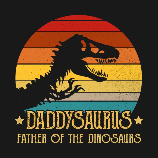 Daddysaurus Father Of The Dinosaurs T rex Retro Vintage Sunset by KiraT