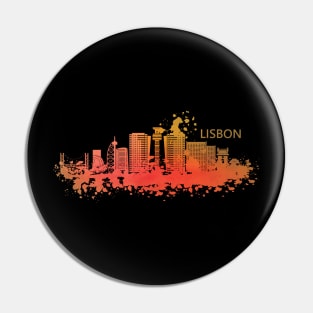 Lisbon Watercolor Skyline Design Pin