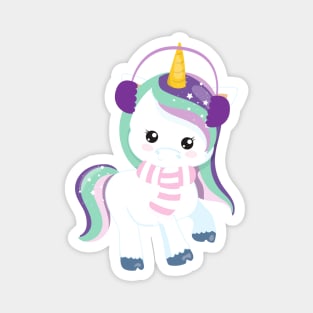 Winter Unicorn, Magic Unicorn, Cute Unicorn, Scarf Magnet