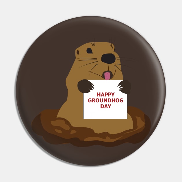 Happy Groundhog Day Pin by dddesign