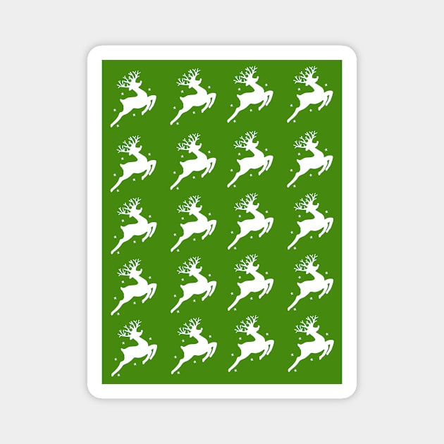 Santa's christmas deer green regular pattern Magnet by Baobabprintstore