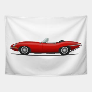 Jaguar E Type Roadster Carmen Red Tapestry