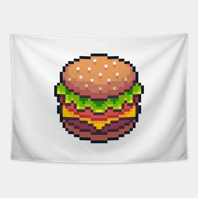 Pixel Art Hamburger Retro Gaming Tapestry by RetroGeek