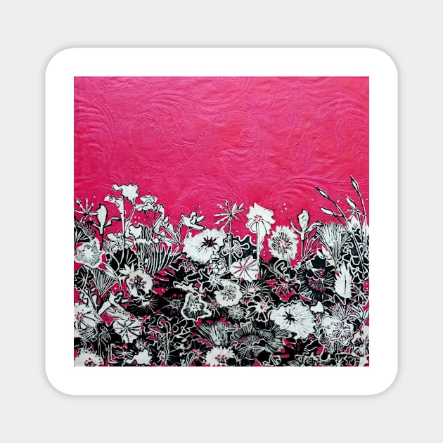 Fushia Flower Print Magnet by BillyLee