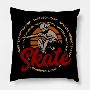 Skateboardingg circle orange Pillow