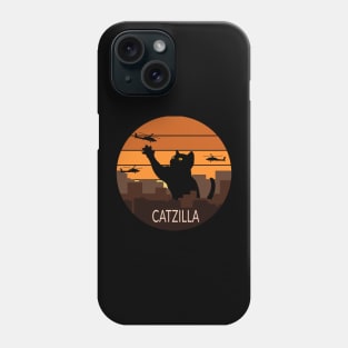 Catzilla, fighting off attack helicopters Phone Case