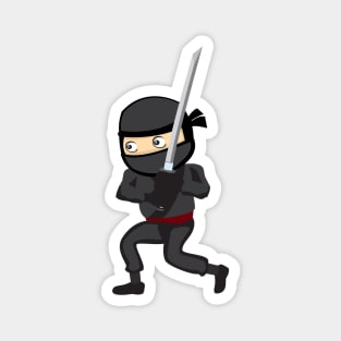 Cute Kawaii Ninja Warrior with Samurai Sword Magnet