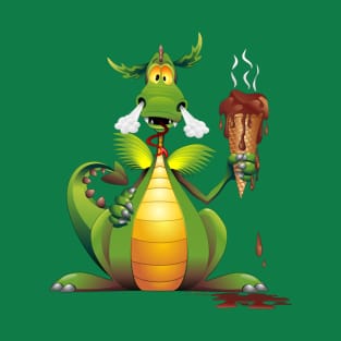 Dragon Cartoon with Melted Ice Cream T-Shirt