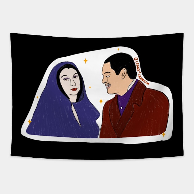 Morticia and Gomez Tapestry by crankycranium