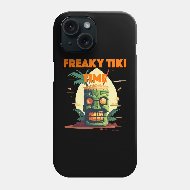 Tiki Drink - Freaky Tiki Time (Orange Lettering) Phone Case by VelvetRoom