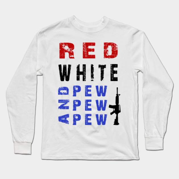 red white pew shirt