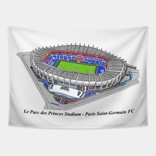 Drawing of Le Parc des Princes Stadium @ Paris Saint-Germain FC Tapestry