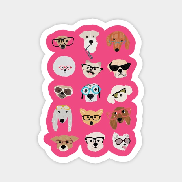 Dogs in Glasses Magnet by Hanna Melin